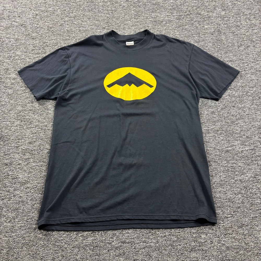 Vintage 1990s Stedman Military Stealth Bomber Graphic Black T-Shirt Size XL